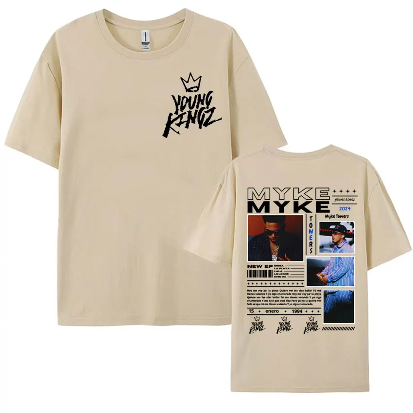 Rapper Myke Towers Graphic Printed T-shirts for Men Harajuku Hip Hop Oversized T Shirt Unisex Summer Cotton Short Sleeve T-shirt