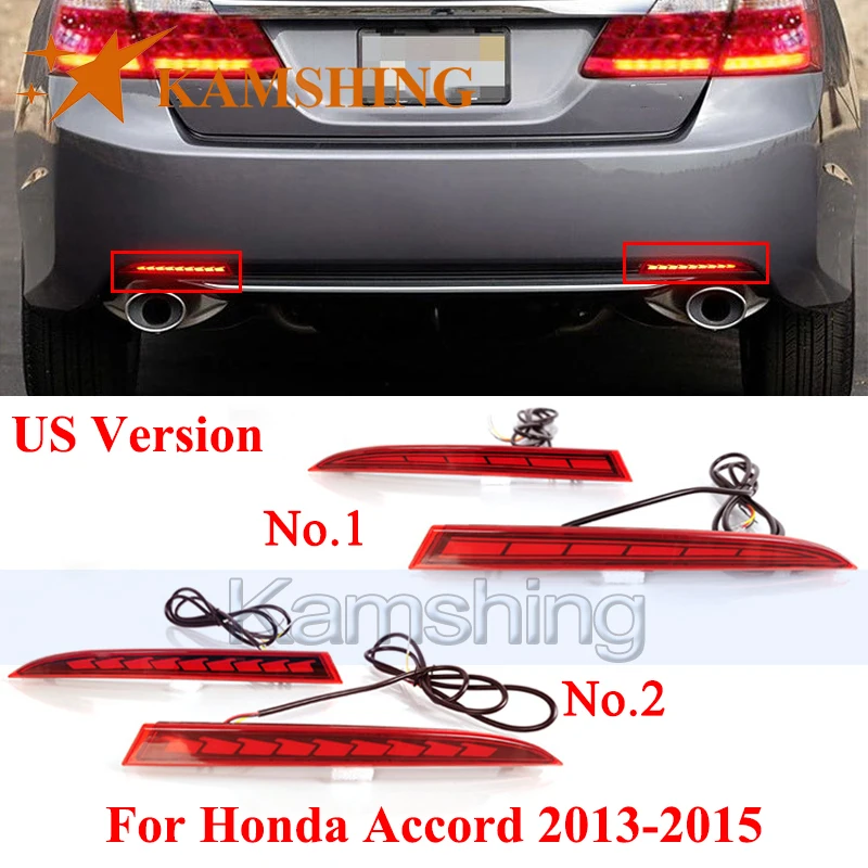 

CAPQX US Version 1pair LED Rear Bumper Light For Honda Accord 2013-2015 Rear Brake Light Stop Lamp Turn Signal Light