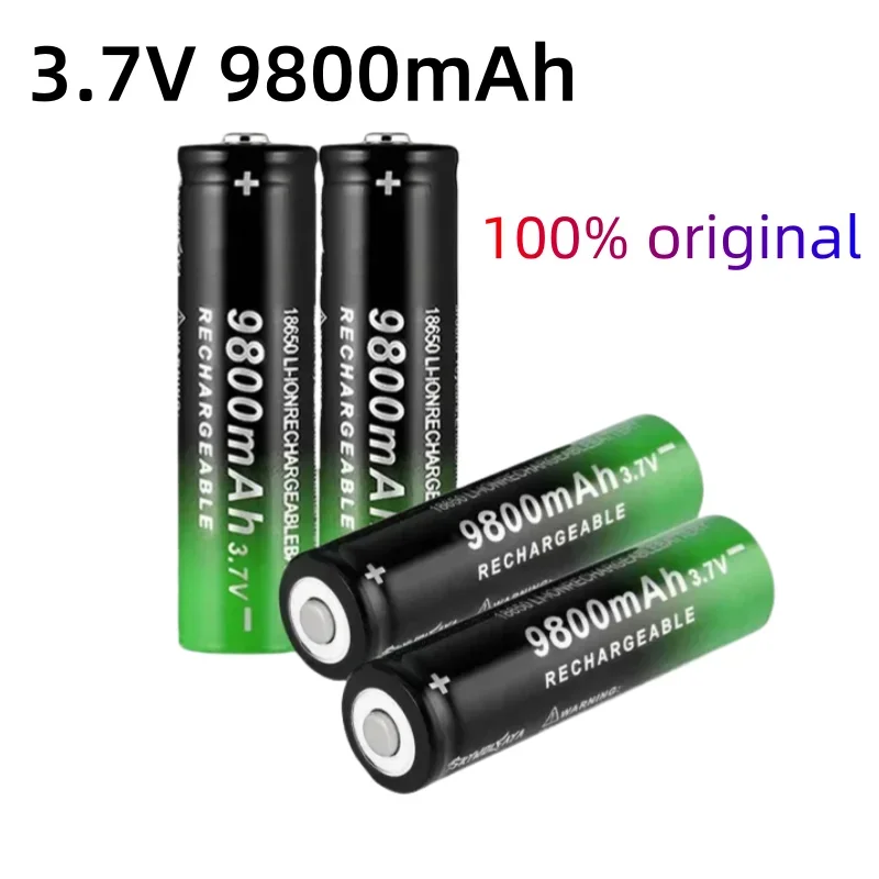 Baterías de litio recargables para linterna, 100%, 18650, 18650, 3,7 V, 9800mah, Cargador USB