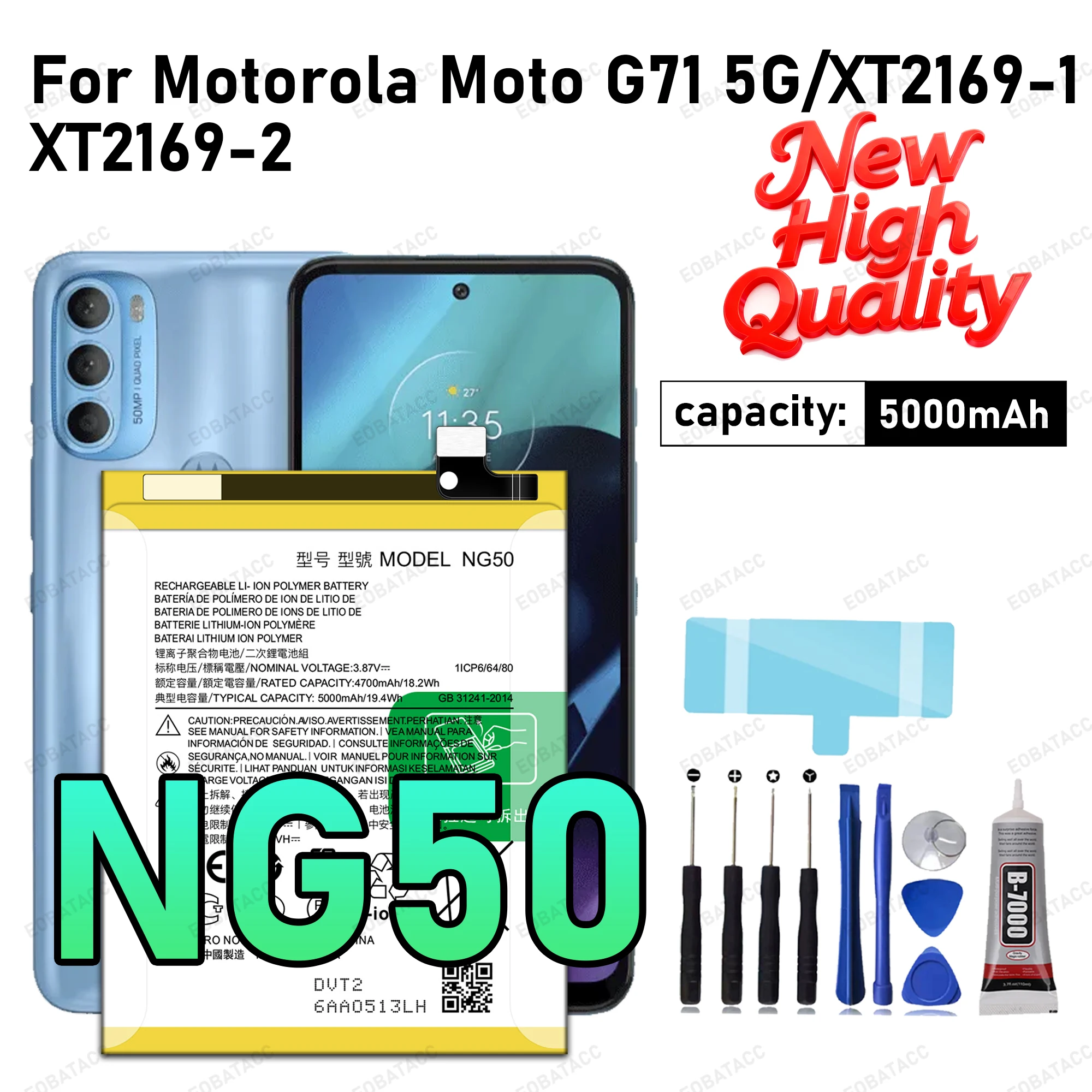 

100% New High Quanlity NG50 Battery For Motorola Moto G71 5G/XT-2169-1/XT-2169-2 Replacement Batteria Battery+Free Tools