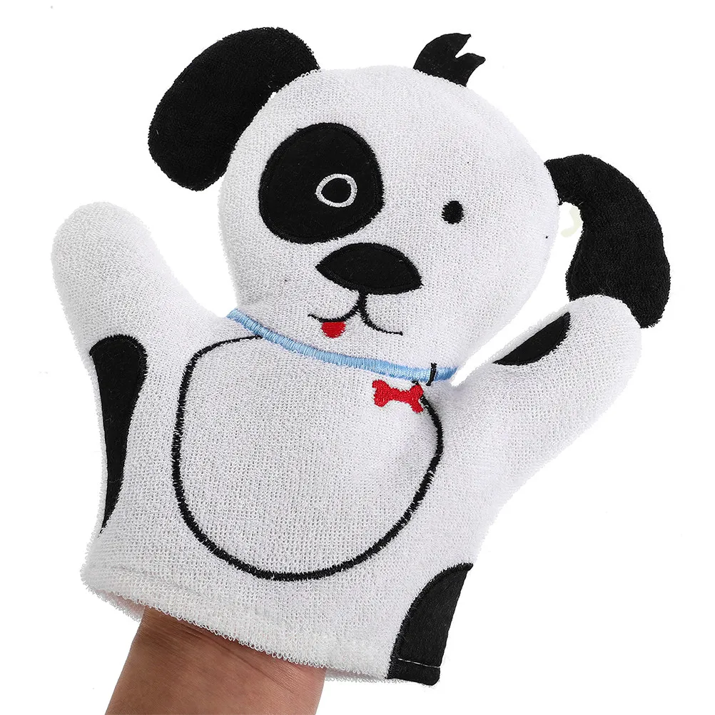 

2Pcs Kids Cartoon Dog Bath Gloves Soft Gentle Exfoliating Shower Mitt Scrub Gloves Bath Accessories Fun Shower Sponges