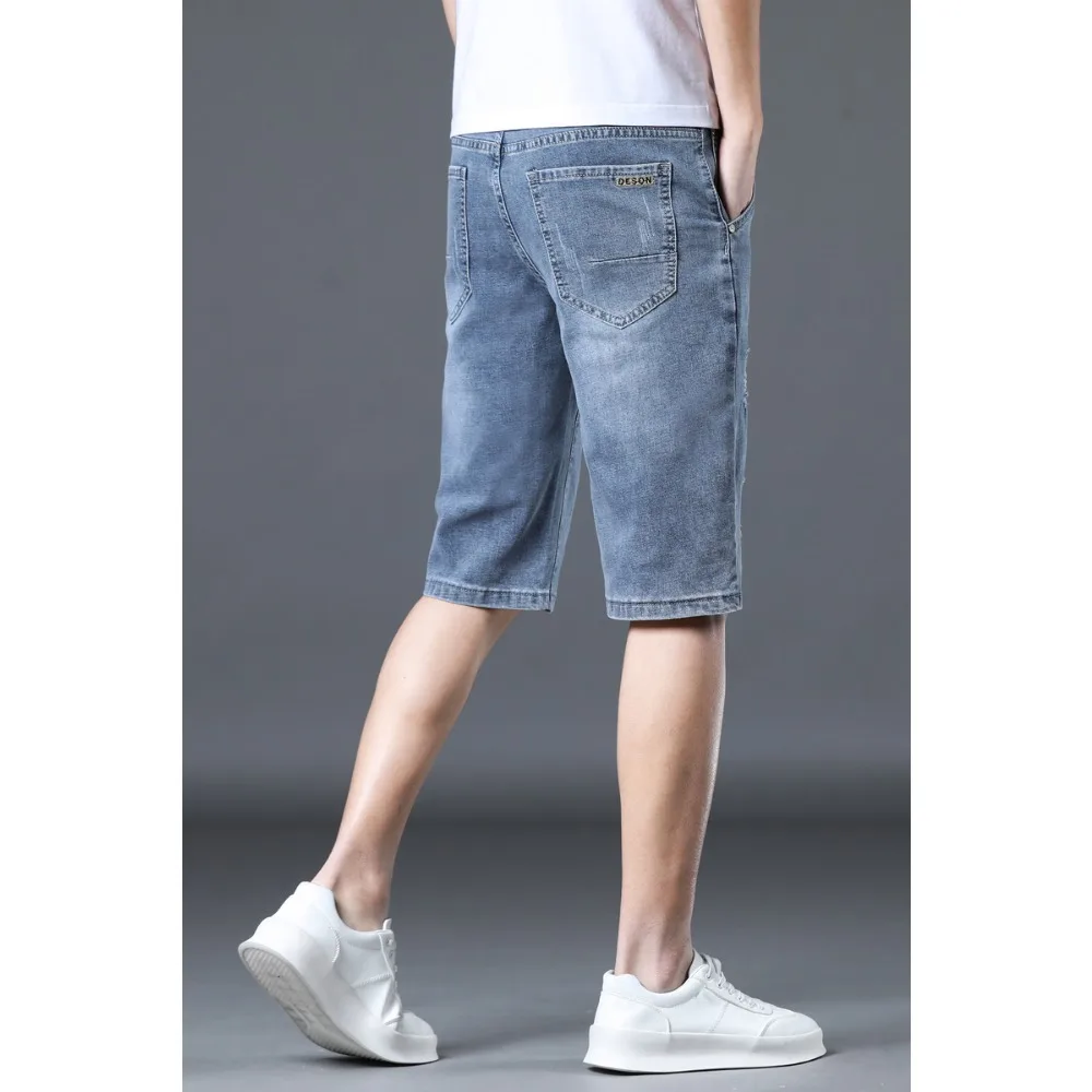 2024 New denim shorts for men's summer loose and straight soft cargo short jeans  men clothing baggy ripped  jeans