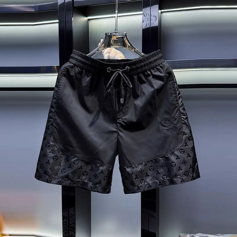 

Men's embroidered ice silk casual shorts 2026 new summer trend brand light luxury beach five-point pants men