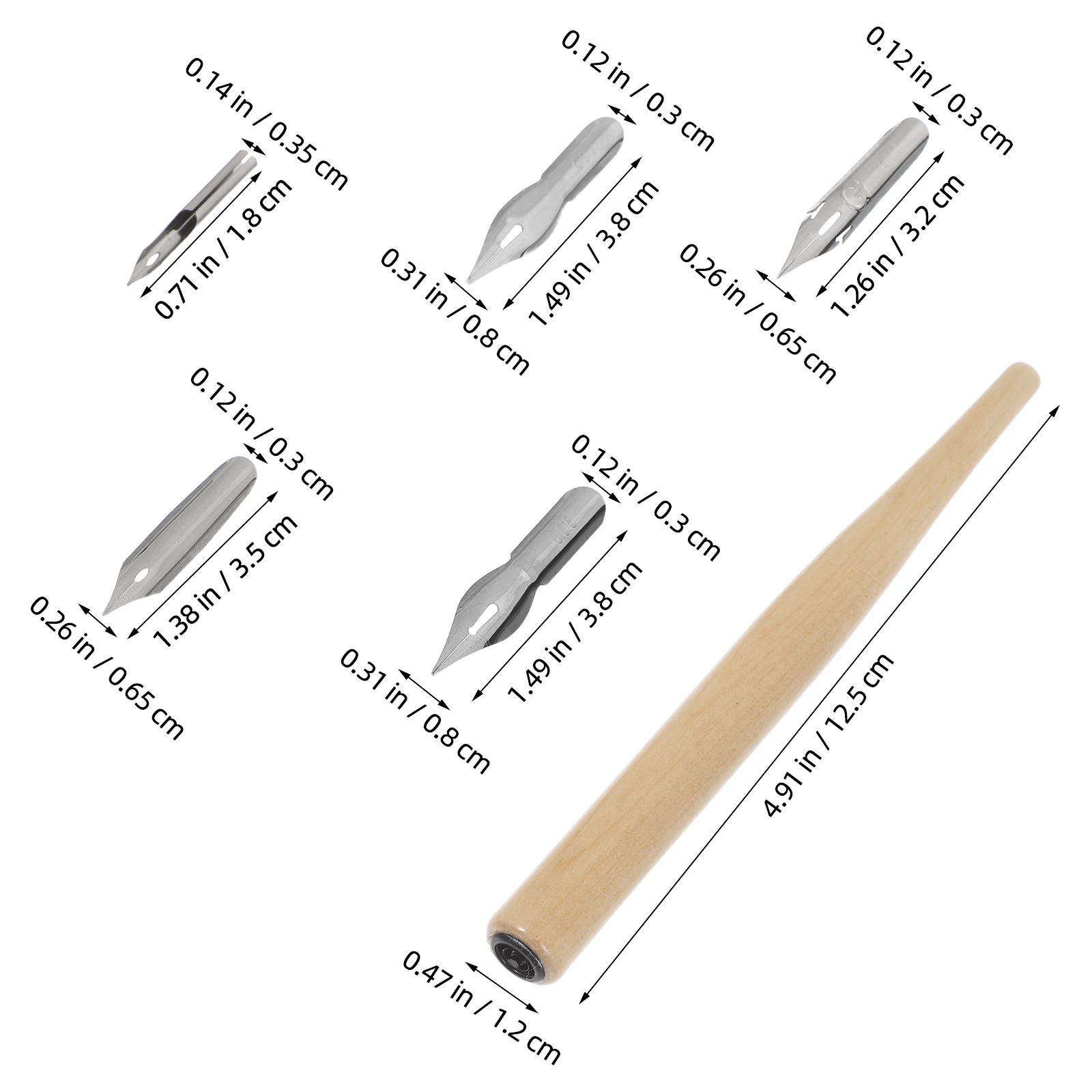 Wooden Dip Pen Tips Cartoon Drawing Pens Nibs Fountain Calligraphy Stainless Steel Ink Dipped Supplies Precision Grip Durable