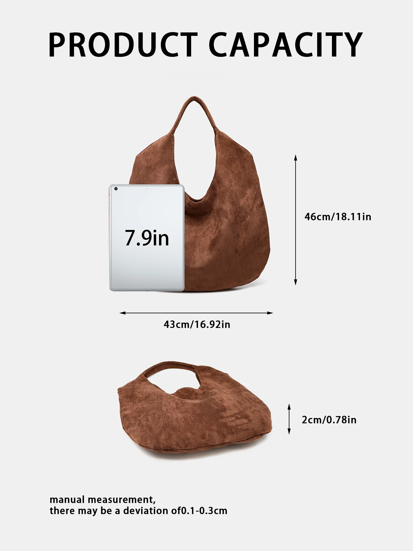 2025 nova imitação de camurça bolsa de bolinho de grande capacidade, bolsa de axila retrô, bolsa de ombro casual de deslocamento feminino