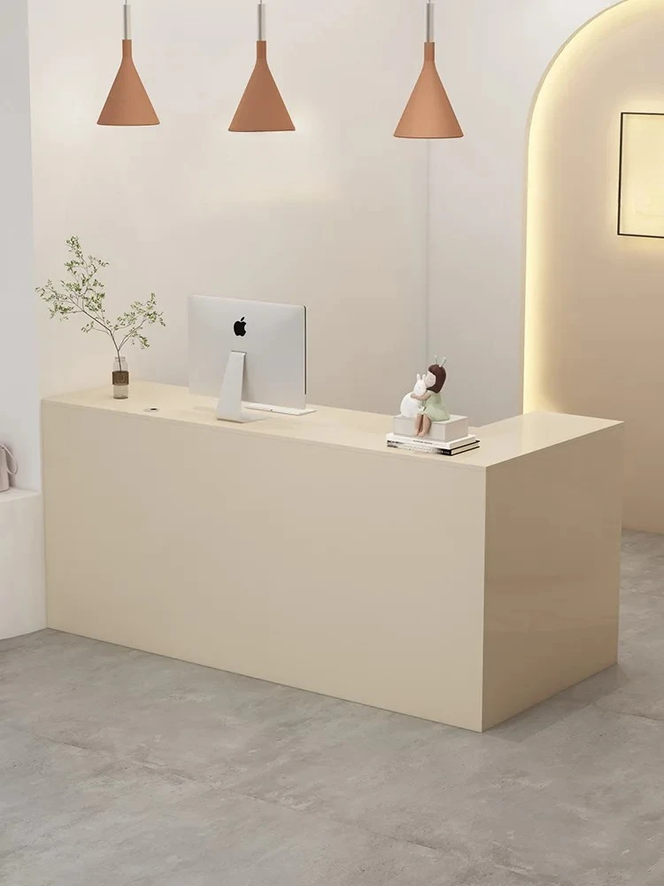 Cream wind front desk Small bar Simple counter Modern clothing store Reception desk