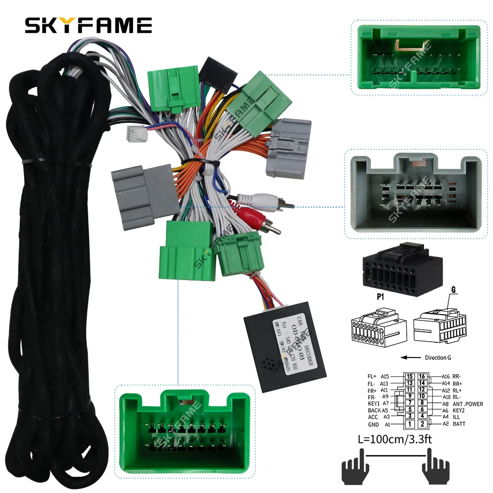 SKYFAME 16-контактный автомобильный стерео жгут проводов, силовой кабель, декодер Canbus Box для Volvo S40 C30 C70 OD-OLO-03
