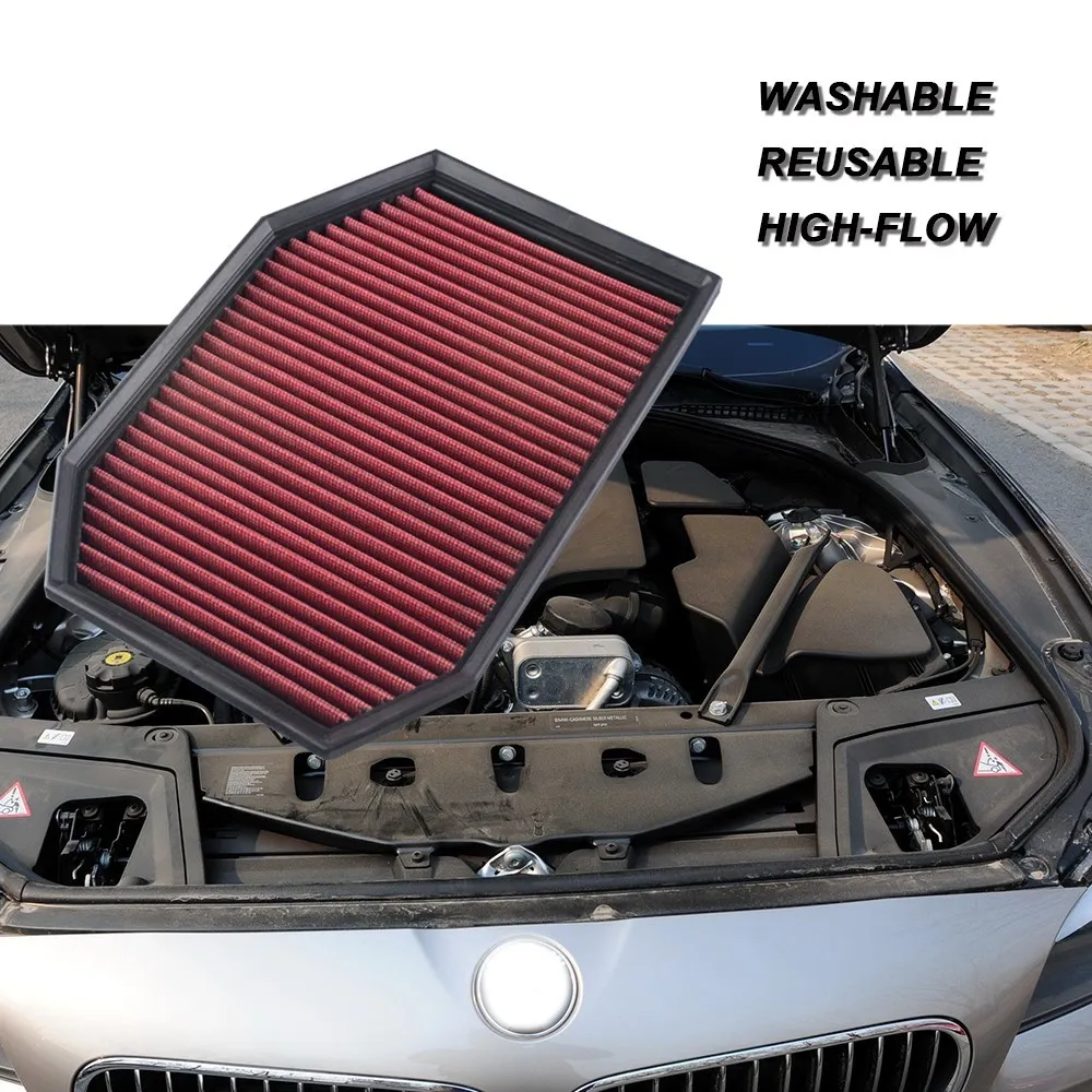 R-EP Replacement Reusable Air Filter OEM 13717590597 for BMW F10 F11 523 528 530 F01 F02 F04 730 High Flow Air Intake Washable