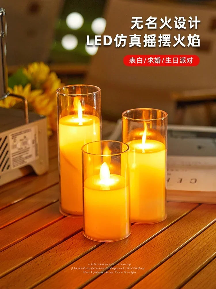 F simulation glass led electronic candle light decoration