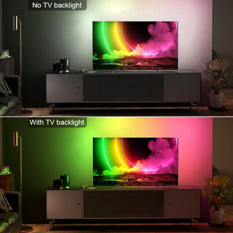 For 55-65 Smart LED TV Backlight App Control Color Sync Strip Light 4K 2.0 HDMI-Compatible Fancy Ambilight Light For PC/TVBox