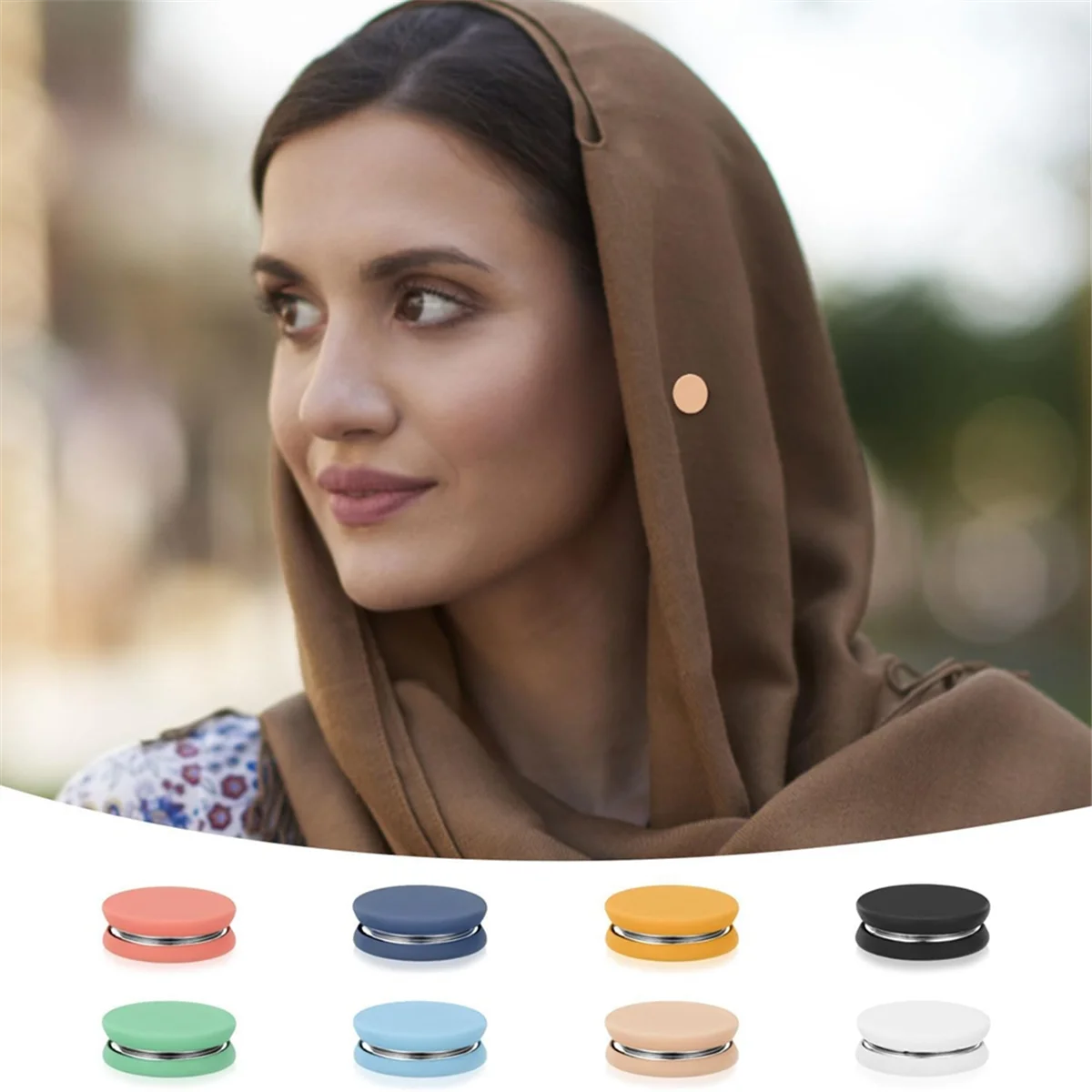 8Pcs Hijab Magnetic Pins, Multi-Purpose Colorful Magnetic Scarf Clasp Pinless Brooch Hijab Pins Buttons for Women A