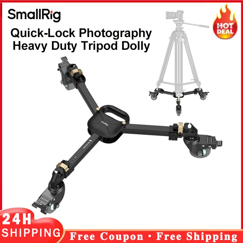 SmallRig Quick-Lock Photography Heavy Duty Tripod Dolly, Quiet Foot Pedal Wheel Locking System, 5020