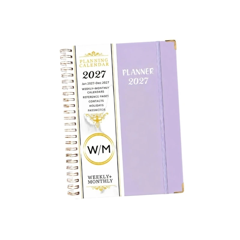 Planner Notebook 2027 Weekly and Monthly Pages, English Dated Calendar Format for Study Plans, Office Writing and Desk Use F19E
