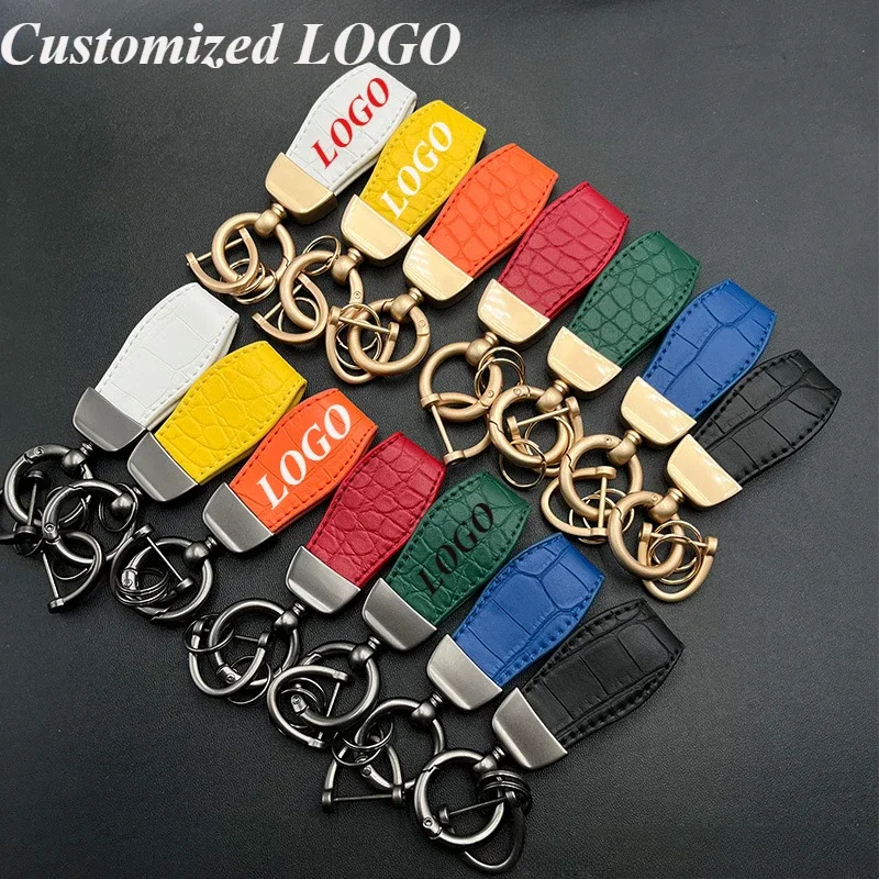 

Custom LOGO Advanced Crocodile Skin Pattern Leather Keychain Laser Engraved Car Key Chain Personalize Keyring Gift Wholesale