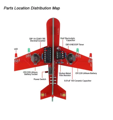 Kit de luz de fluxo de circuito flash de avião pequeno cd4017 diversão fabricação eletrônica diy placa de circuito de prática de soldagem