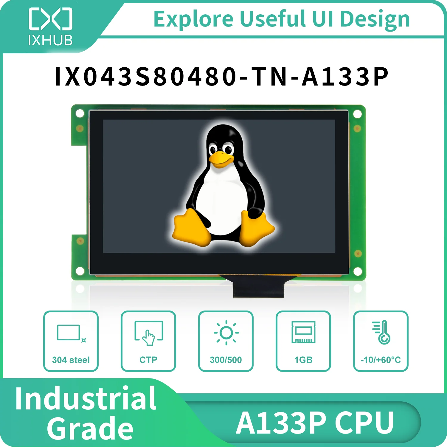 Imagem -02 - Ixhub-base Debian Linux Desenvolver Placa Tela A133p Allwinner Quadcore Touch Tablet 4.3 Módulo Display Lcd para Smart Home