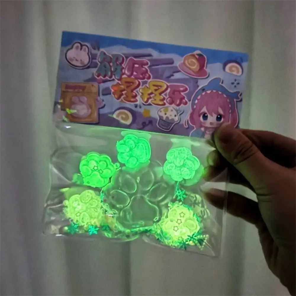 6 unids/bolsa nueva pata de gato luminosa transparente Mini juguetes elásticos Kawaii juguete de descompresión TPR regalo de fiesta