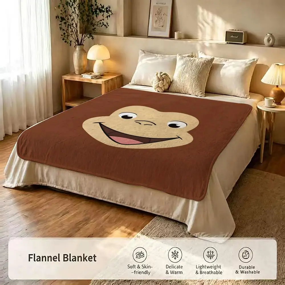 Cartoon C-Curious G-George Throw Warm Flannel Blanket Soft，Comfortable Travel Blanket Home Sheet Birthday Gift