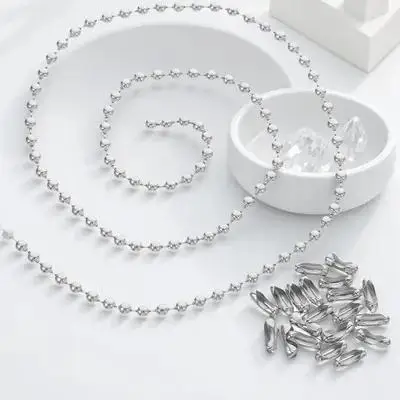 

1Set Ceiling Pull Chain Beaded Extension Silver 20 Connectors Replacement Handle Fan Light Lamp Accessories Chain Extender