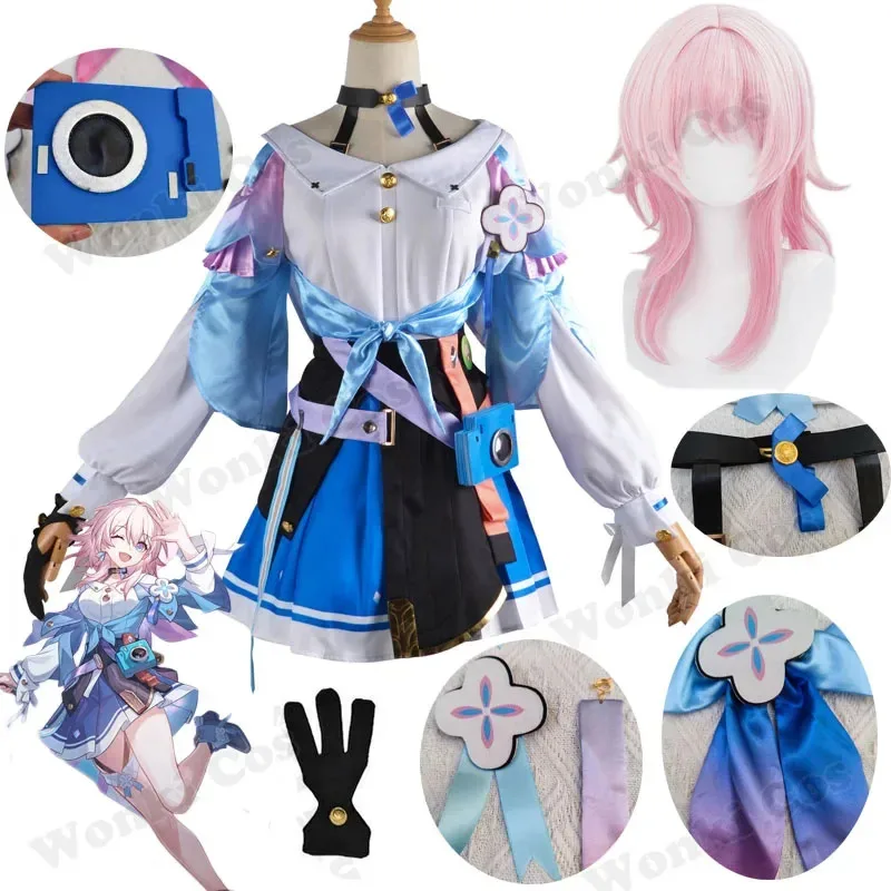 

March 7th Cosplay Costume Wig Full Set Star Rail Cosplay Costumes Women Carnival Outfits with Accessories