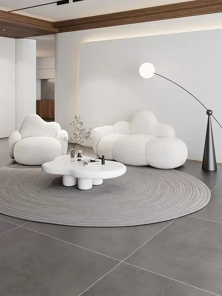 

Curved cloud small apartment living room creative lamb wool sofa