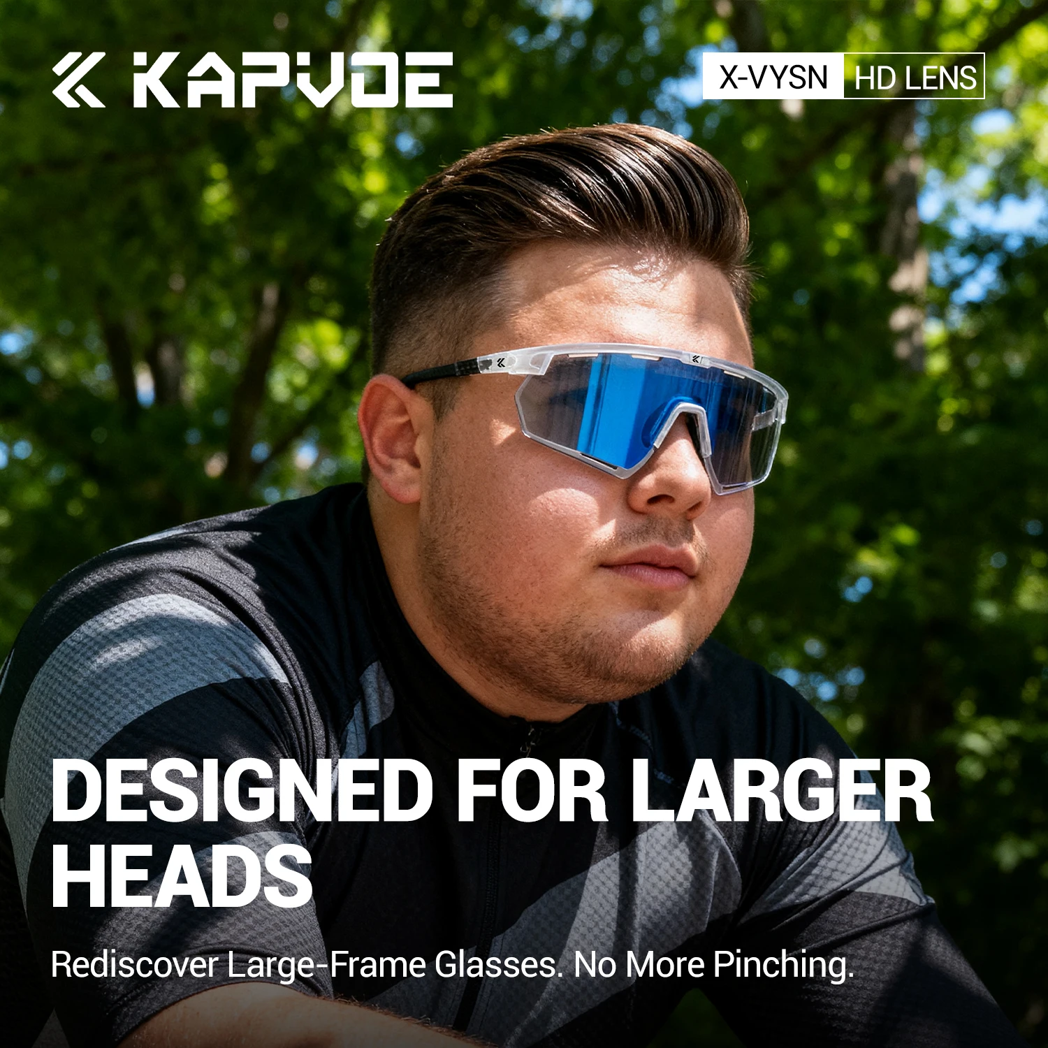 نظارات KAPVOE كبيرة الحجم لركوب الدراجات نظارات شمسية رياضية خارجية للرجال والنساء نظارات UV400 مصممة للوجوه الكبيرة