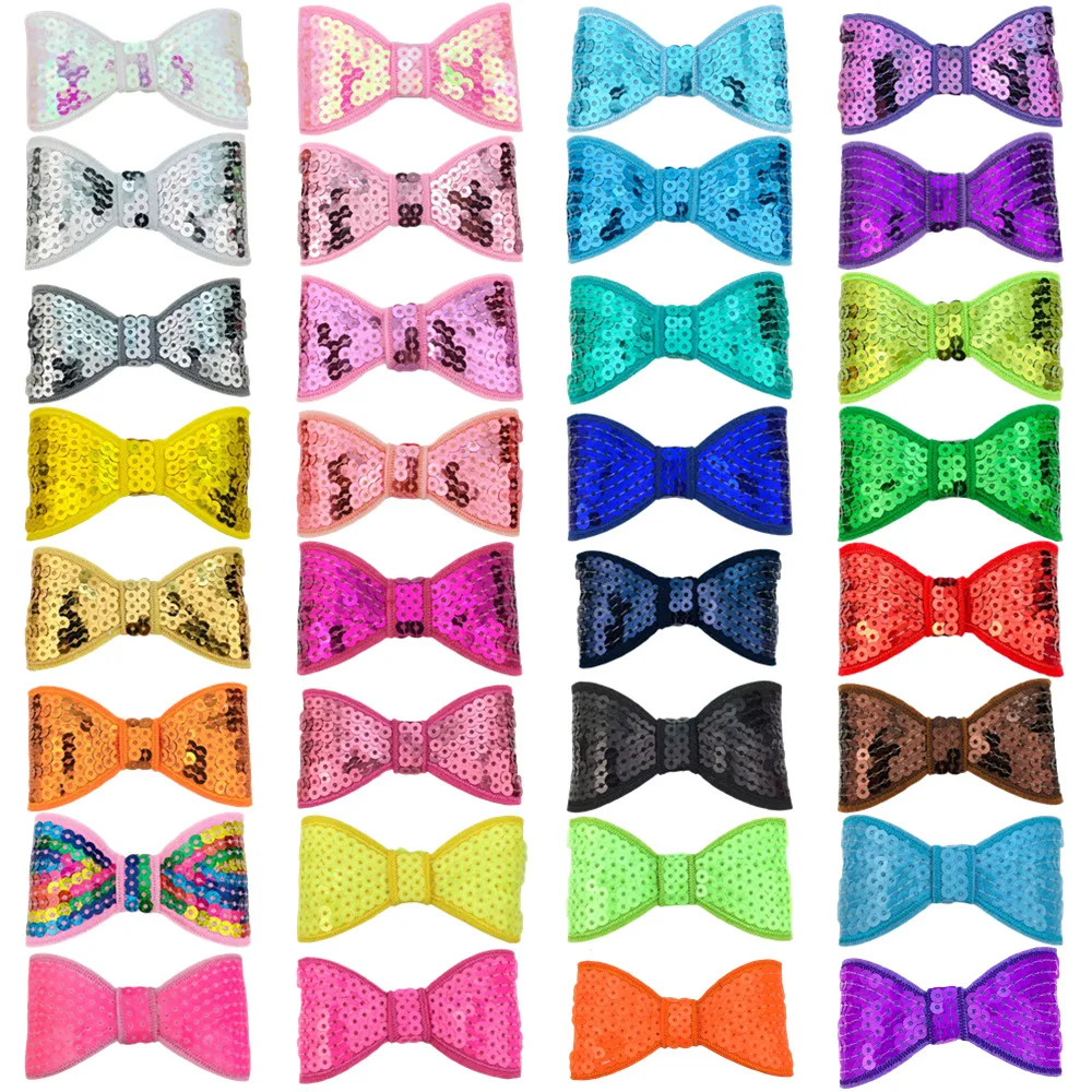 

Pcs Wholesale 5cm 8cm 10cm 12cm Embroidery Glitter Sequins Bow Headwear Apparel Pet Accessories In Stock wholesale