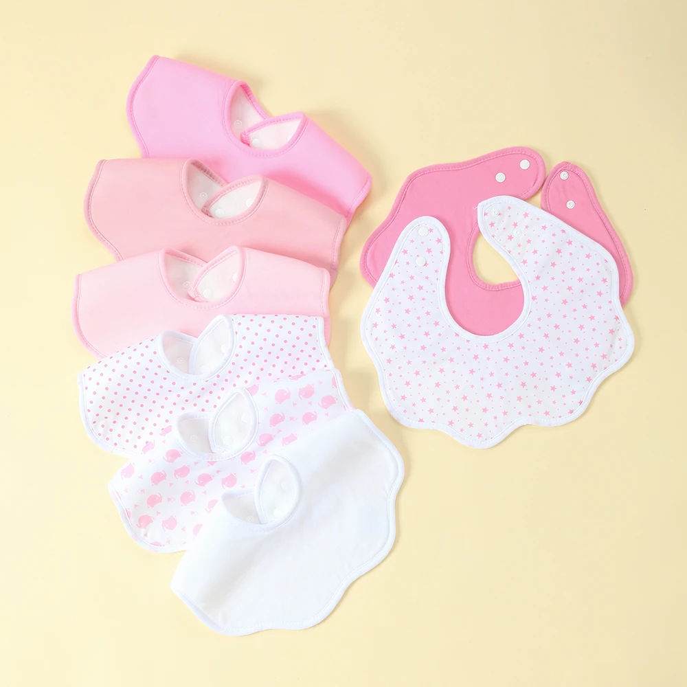 

Extra Absorbent Baby Bibs, 8 Pcs Newborn Bibs for Girls, Soft and Skin-friendly, Pink Series with Cute Printed, Ruffle Design