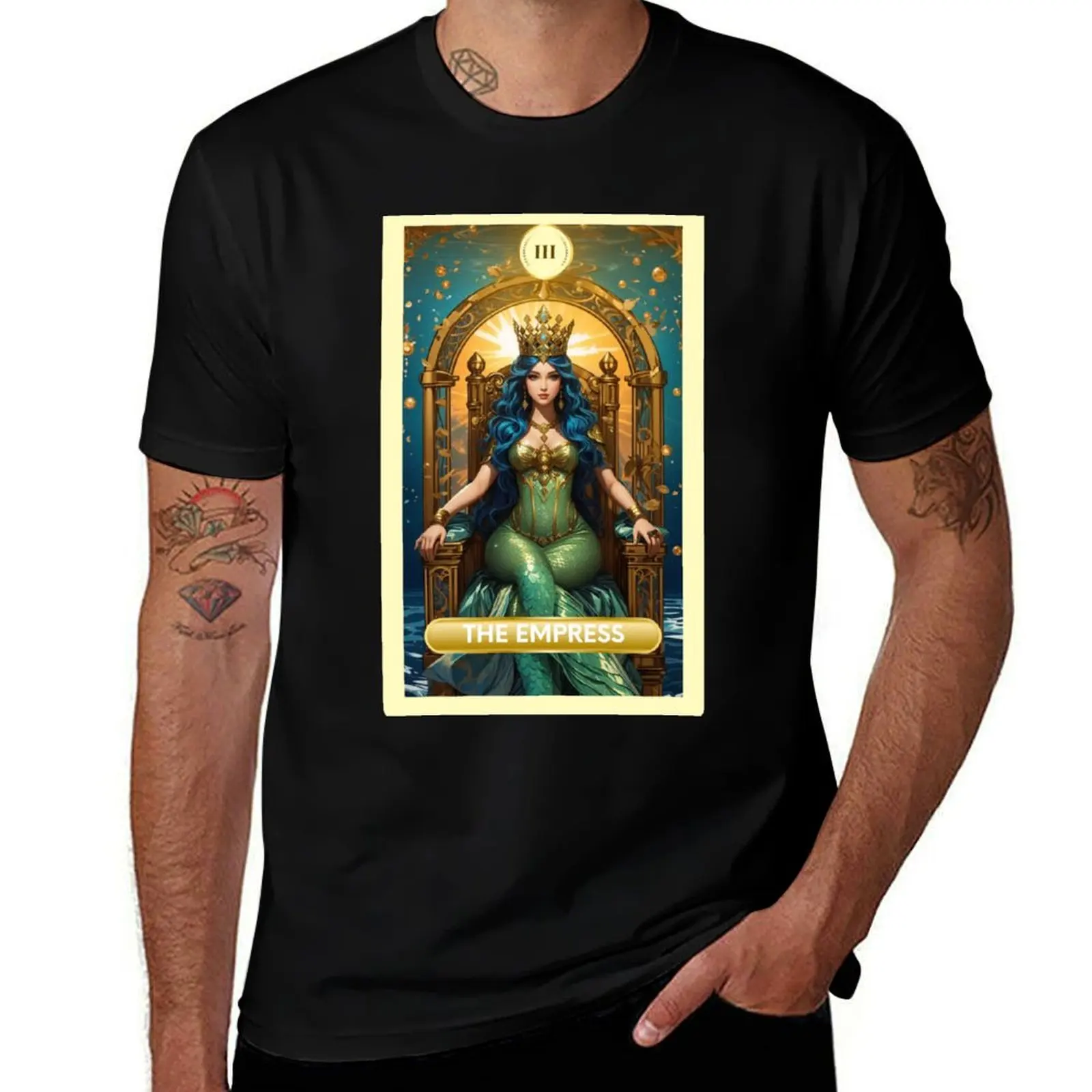 The Empress Major Arcana Mermaid Tarot Card T-Shirt Active Wear Sports T-Shirt for Men
