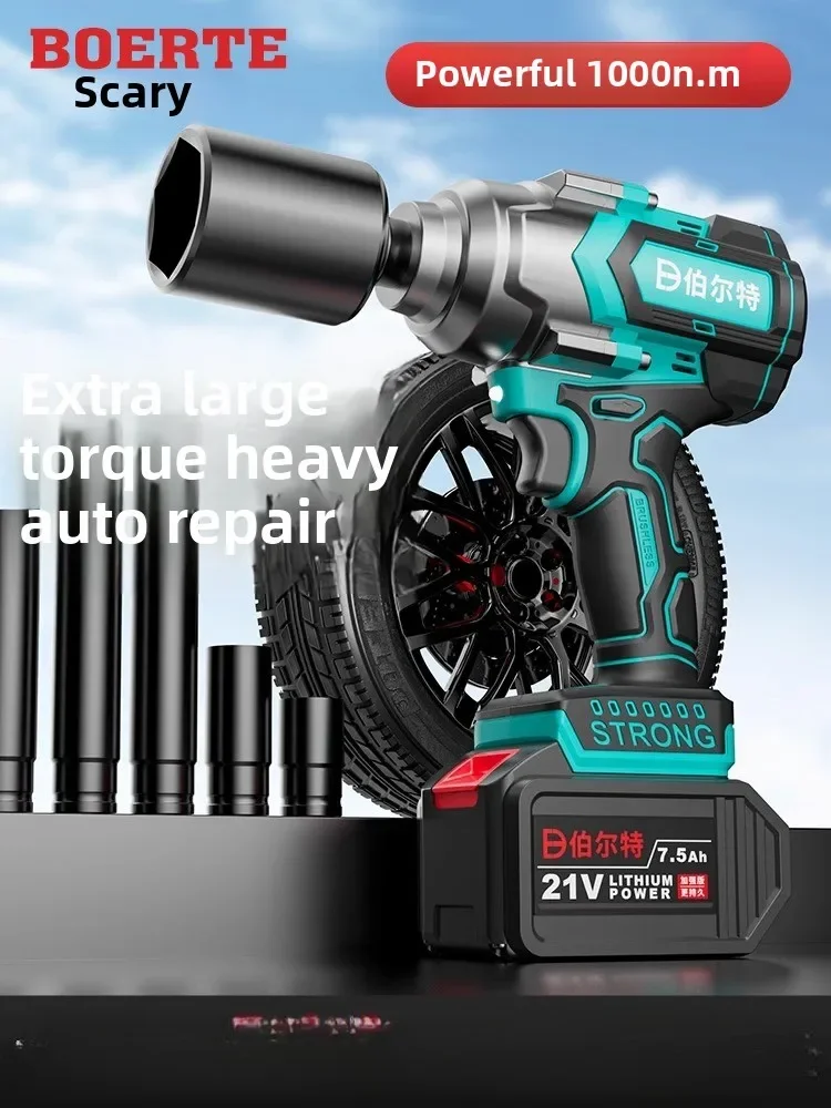 110V/220V Heavy Duty Brushless Electric Impact Wrench High Torque Power Tool for Auto Repair with Charger GH