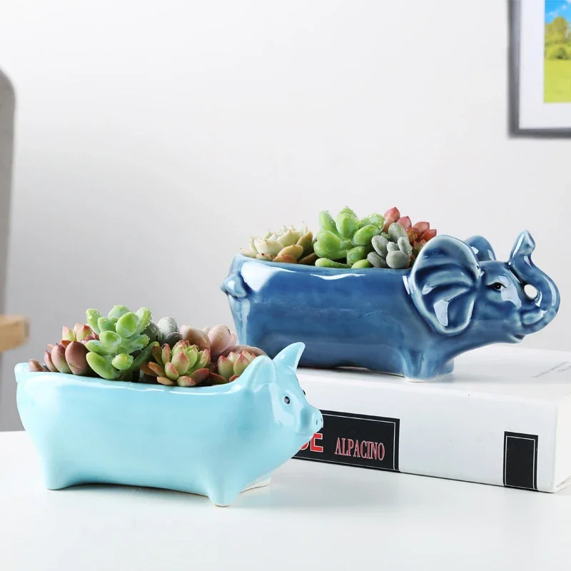 Cartoon Cute Alpaca Succulent Flower Pot Desktop Placed Potted Container Decoration Gift Balcony Plant Ceramic Creative