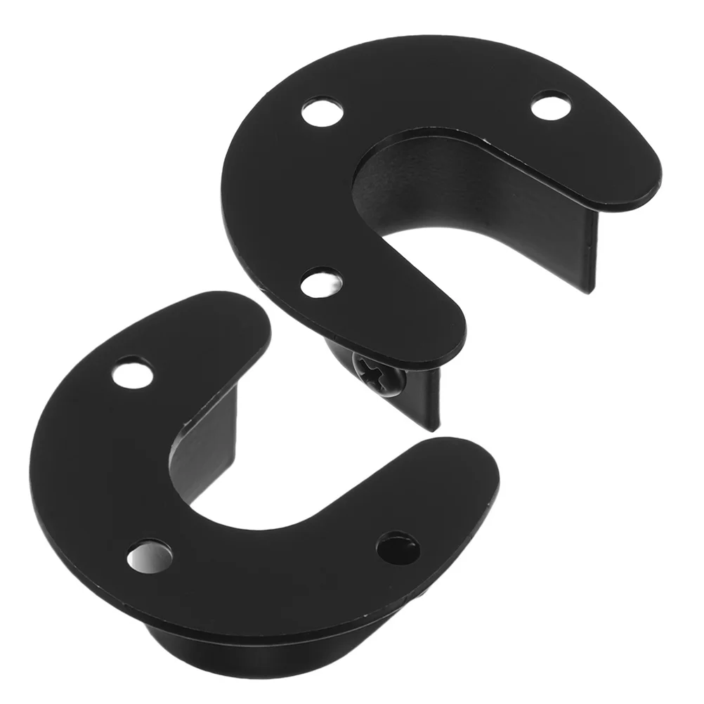 

2Pcs Heavy Duty Closet Rod Support Bracket Set for Wardrobe Rails Modern Black Finish Easy to Install Curtain Rail End Stops