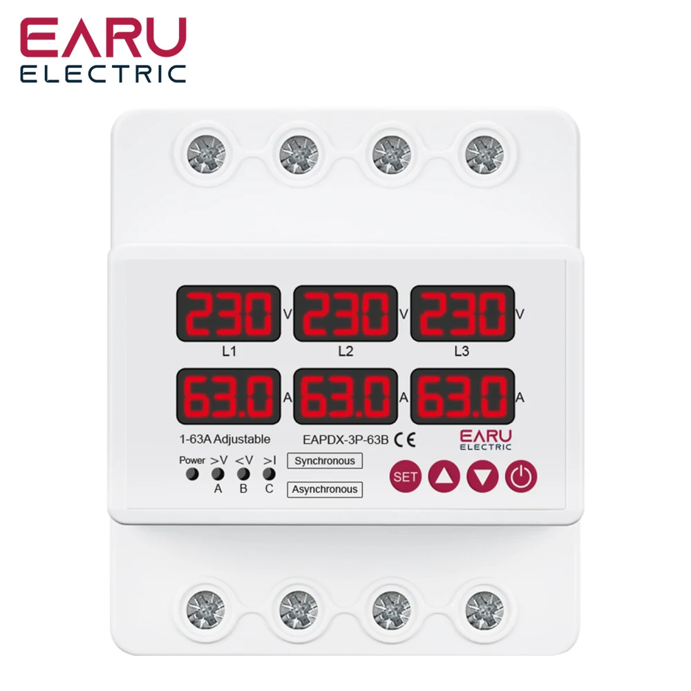 

Трехфазный ток напряжения, регулируемый ограничитель тока пониженного напряжения, реле защиты 63A 100A с автоматическим сбросом