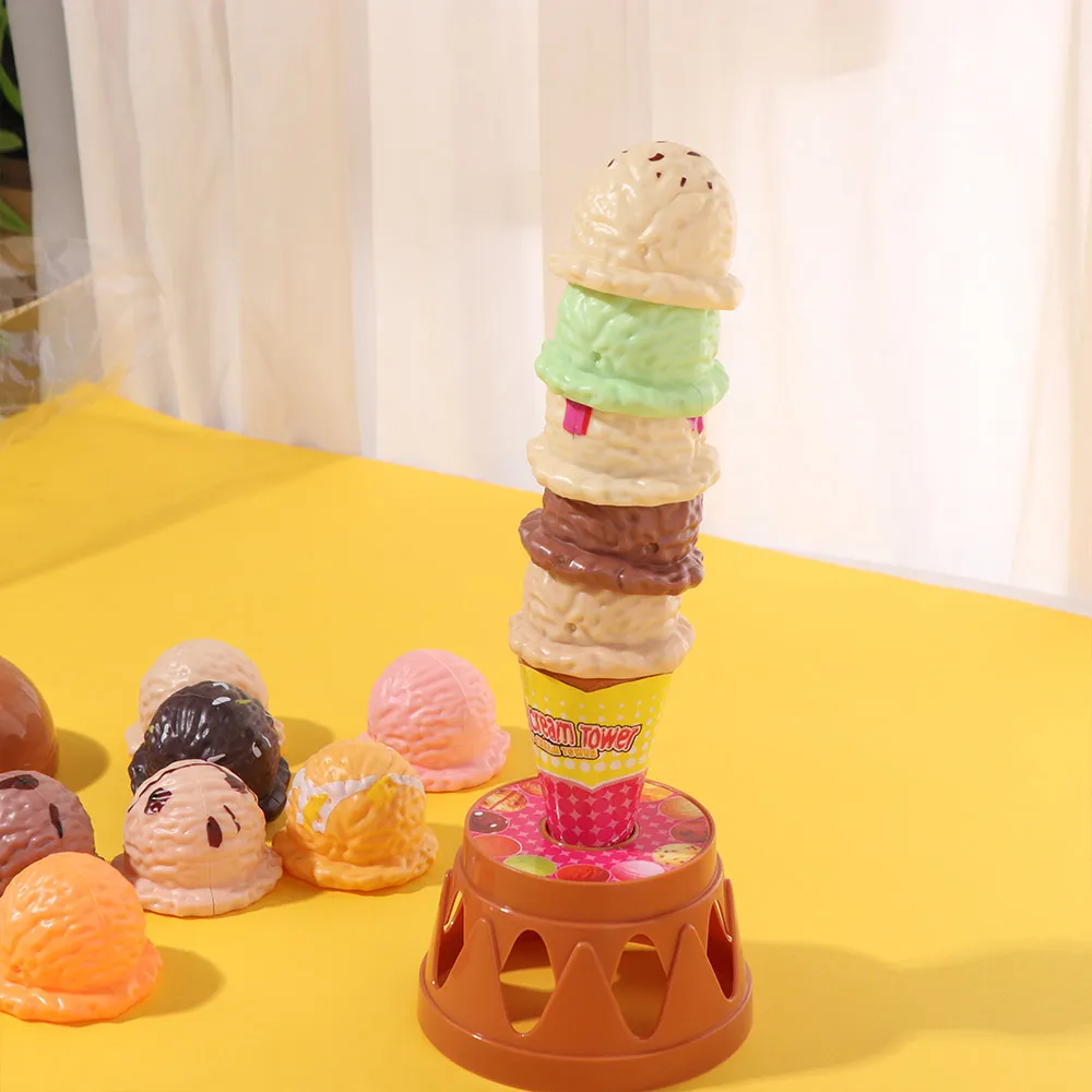 Dessert Ice Cream Games Montessori Educational Simulation Ice Cream Kitchen Colorful Learning Ice Cream Stack Up Balancing