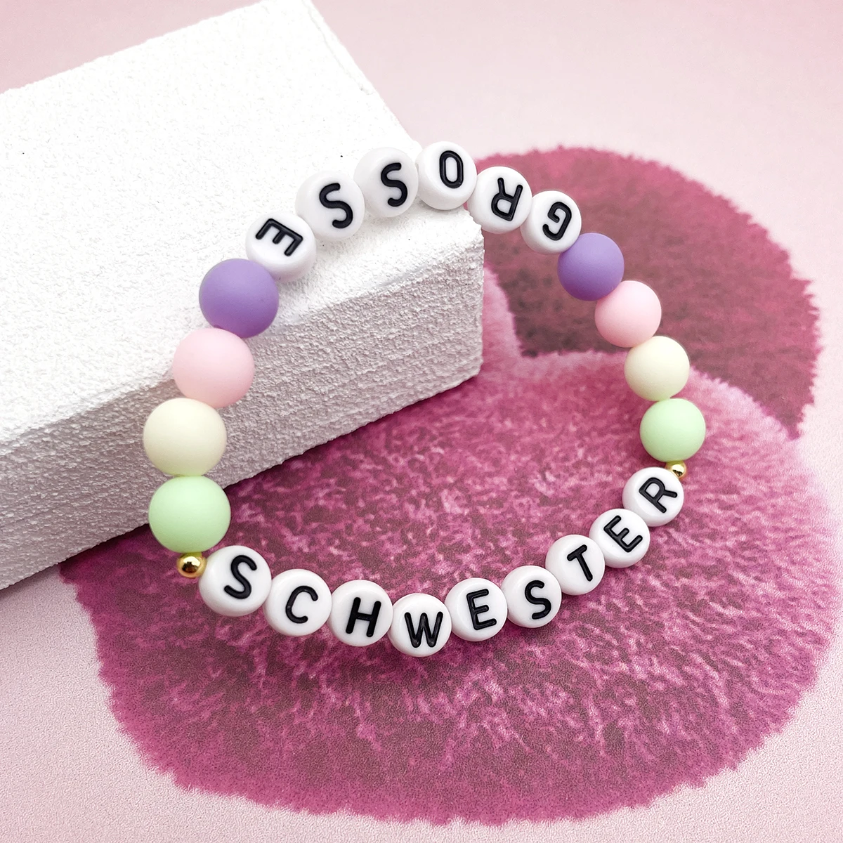 Handmade Schwester Grosse Letters Children Beads Bracelets