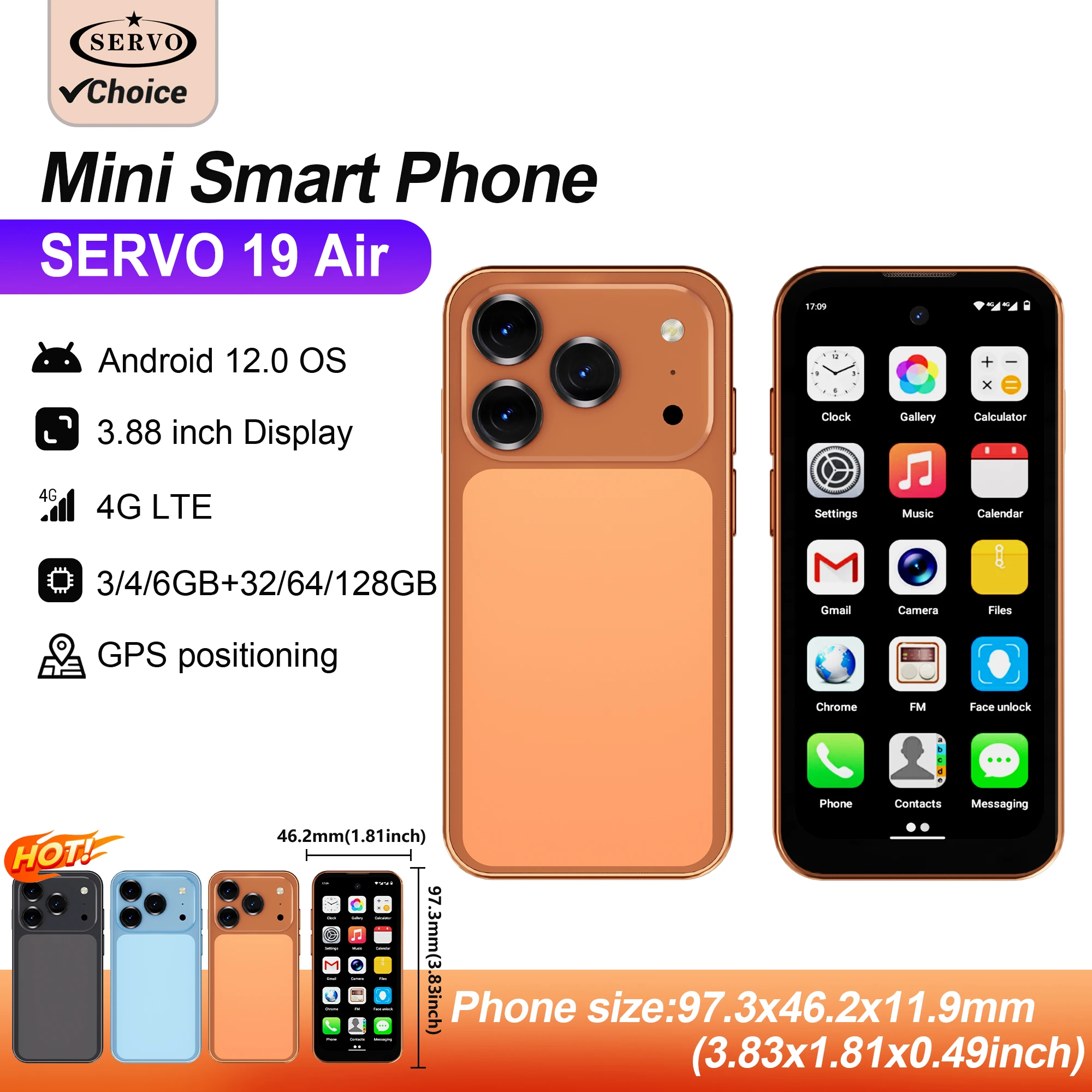 SERVO 19Air mini Android Smartphone 4G LTE 3.88