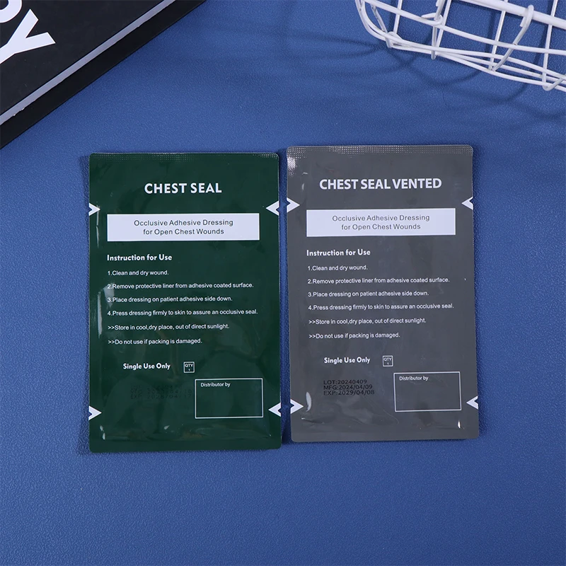 Bandagem de resgate de emergência trauma kit de primeiros socorros ventilado selo no peito curativo ao ar livre quadrado ferramenta de cuidados com feridas