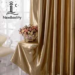 Deluxe Curtains for Living Dining Room Bedroom Gold Semi-Obscure Golden Lining Elegant Room Window Blackout Luxury Custom Cloth