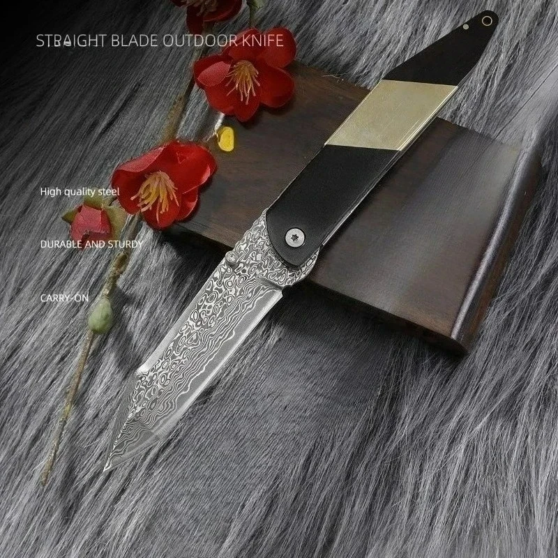 

New Copper+Wood folding knife Damascus Blade edc multitool knives utility Daily at home cutting outdoor bushcraft tactical knife