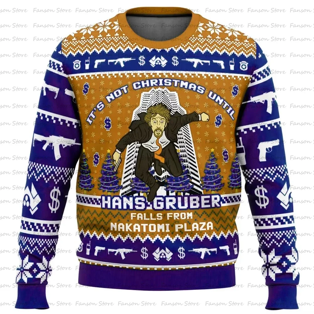 Autumn and Winter Hans Gruber Men's Christmas Sweater Die Hard Round Neck Sweater 3D Printed Casual Oversized Couple Sweatshirt