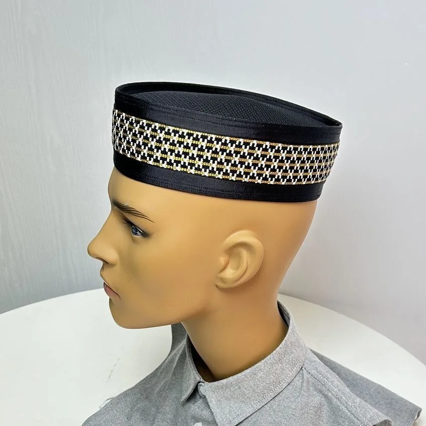 Malaysian Boat Hat Muslim Caps For Men Clothing Tax Turkey Cotton Kippa Islamic Kufi Black Party Topi 03709 view 6