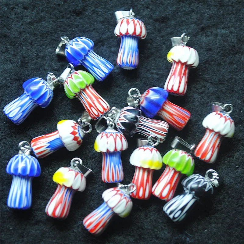 15PCS Italy Glass Pendants Lampworks Beads Size 15X10MM Mushroom Shape For Women's Jewelry Findings Free Shippings