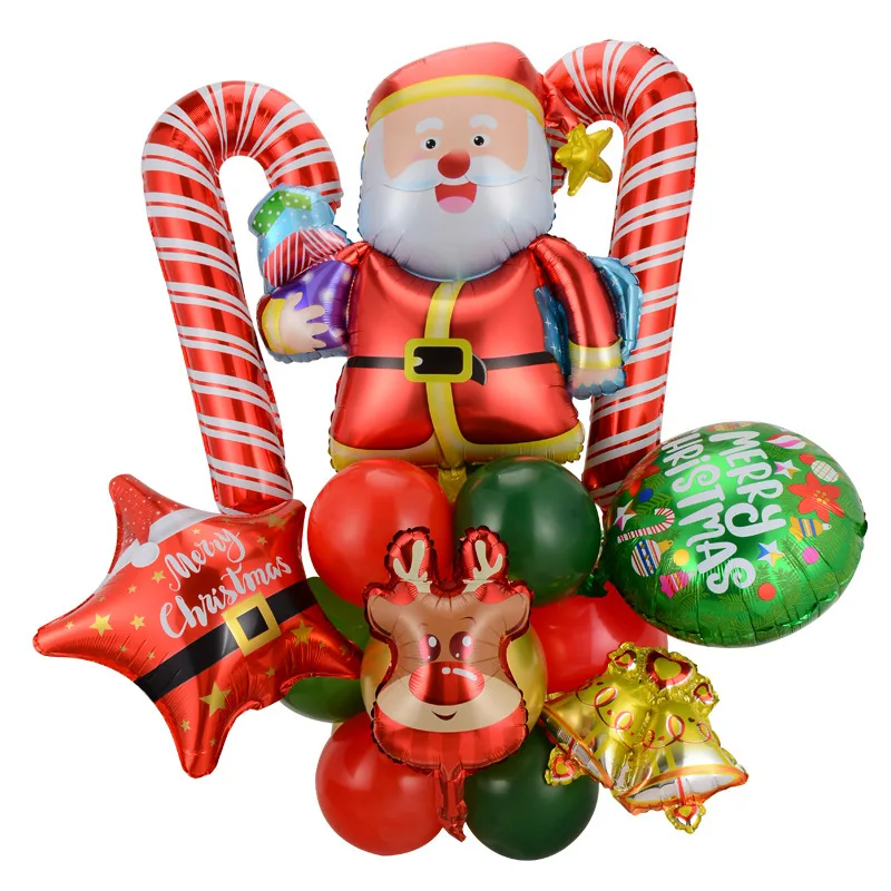 Juego de Globos de Papá Noel, Globos con muleta, adornos navideños para el hogar, Globos para fiesta de cumpleaños y Navidad, 2022