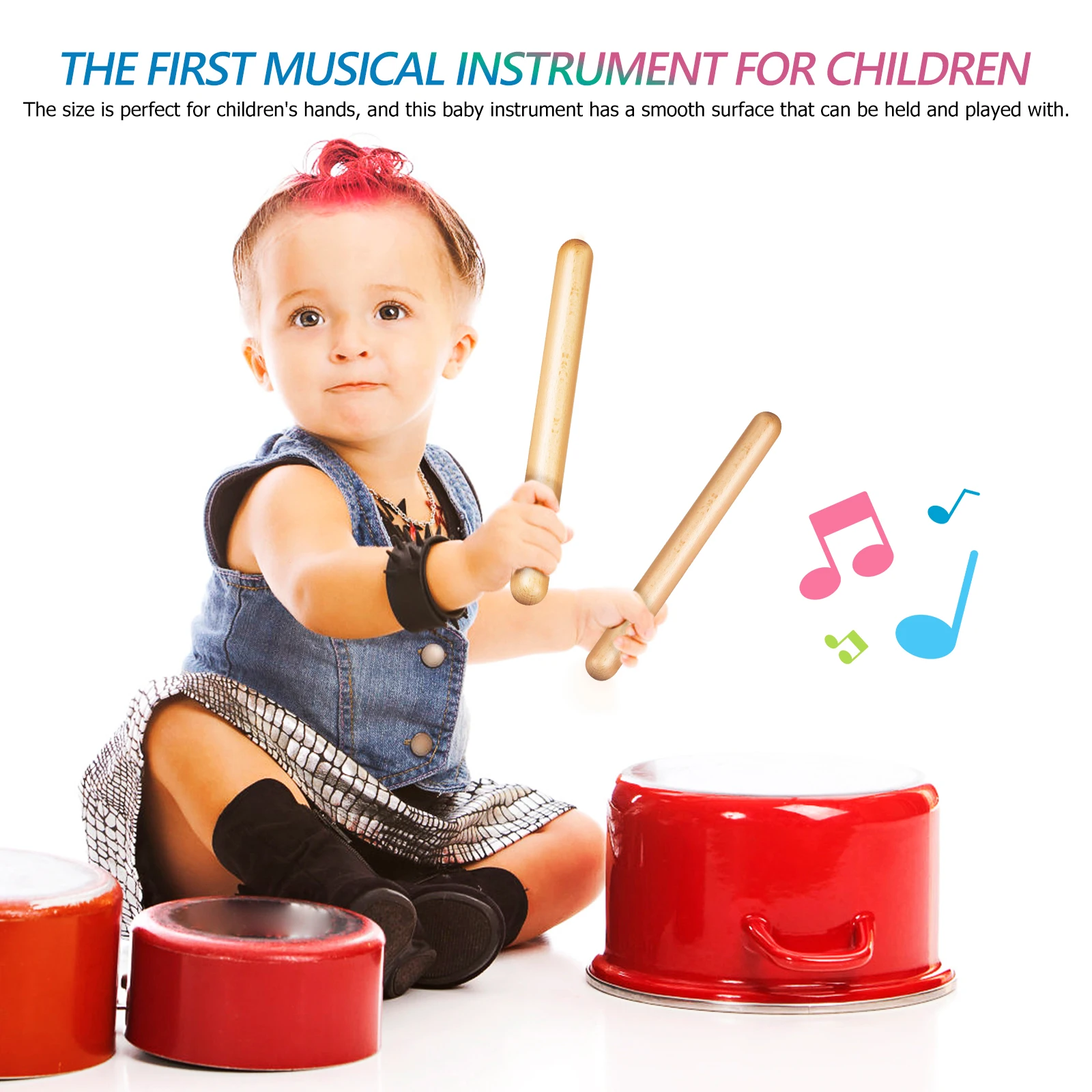 

4 Pairs Rhythm Sticks Wooden Castanets Kids Percussion Toys Smooth Surface Rounded Edges Premium Wood Material Musical