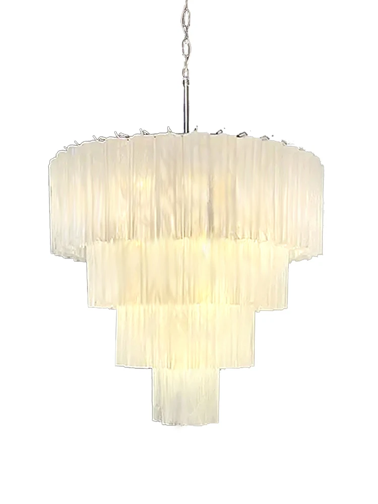 

White Glass Pendant Lights LED Vintage Home Decor Stair High Ceiling Lamp Living Room Hanging Lighting Fixture Italy New Design