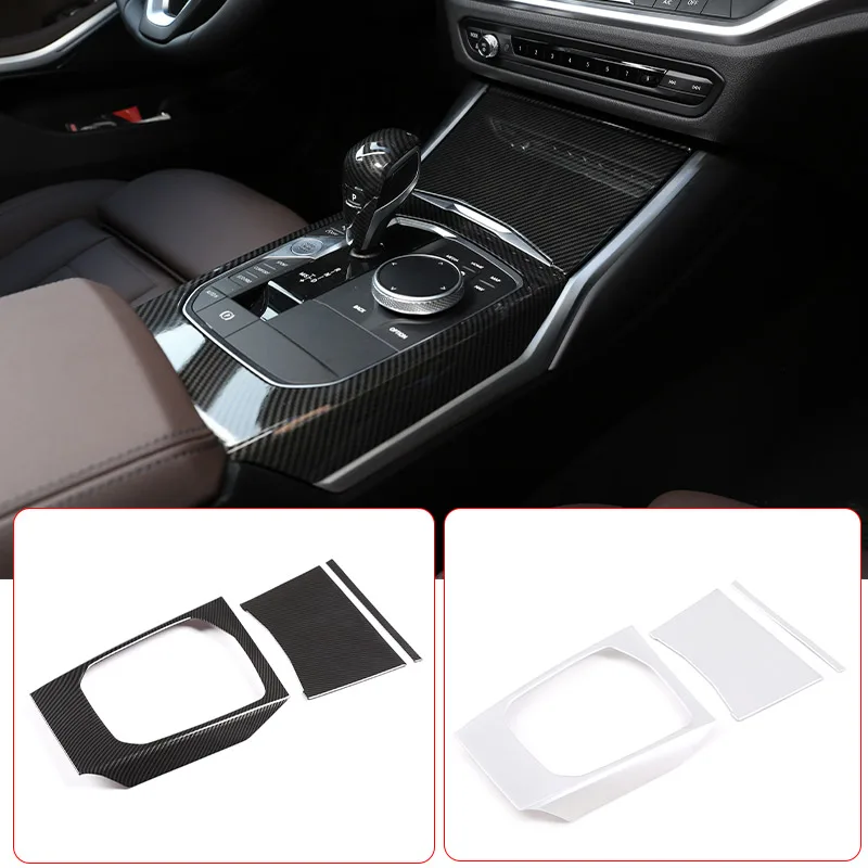 For BMW 3 4 Series G20 G28 G22 2020-2023 ABS Carbon Fibre Car Center Console Gear Shift Panel Frame Cover Trim Car Accessories