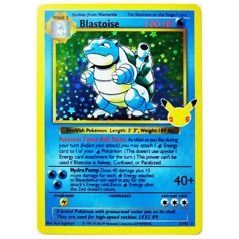 3 Stück Pokemon 25Th Anniversary Collection Cards PTCG Charizard Blastoise Flash Cards Game Anime Rare Collection Cards Geschenkspielzeug