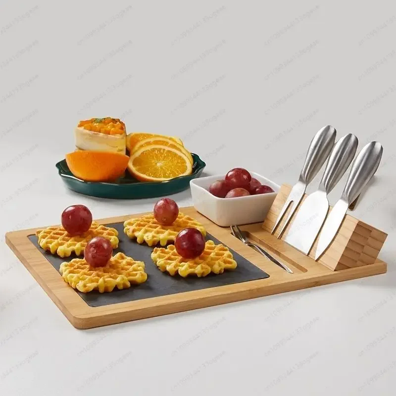 Cheese Household  Fruit Bread Cutting Board Steak Cheese Slate Cheese Board Knife and Fork Set Steak Heat Insulation Board