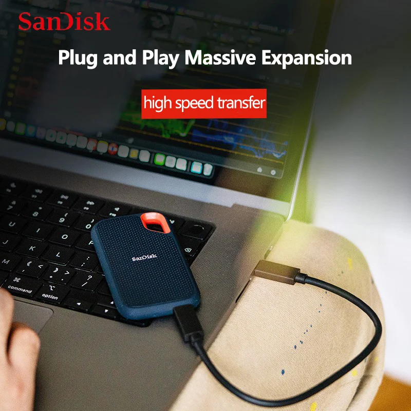 SanDisk E61 Portable External HD SSD USB 3.2 500GB 1TB 2TB 4TB Gen2 HDD Hard Drive Solid State Disk Speed 1050MB/s