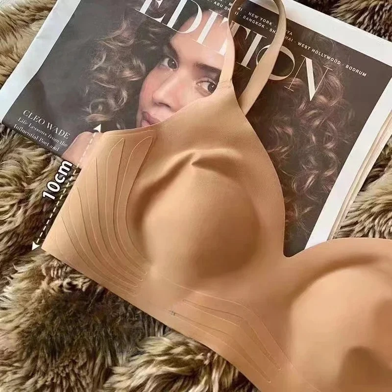 

Big Breasts Show Small Bra Seamless One-piece Comfortable Full-cover Cup Fixed Cup Plus Breasts Large Size Underwear